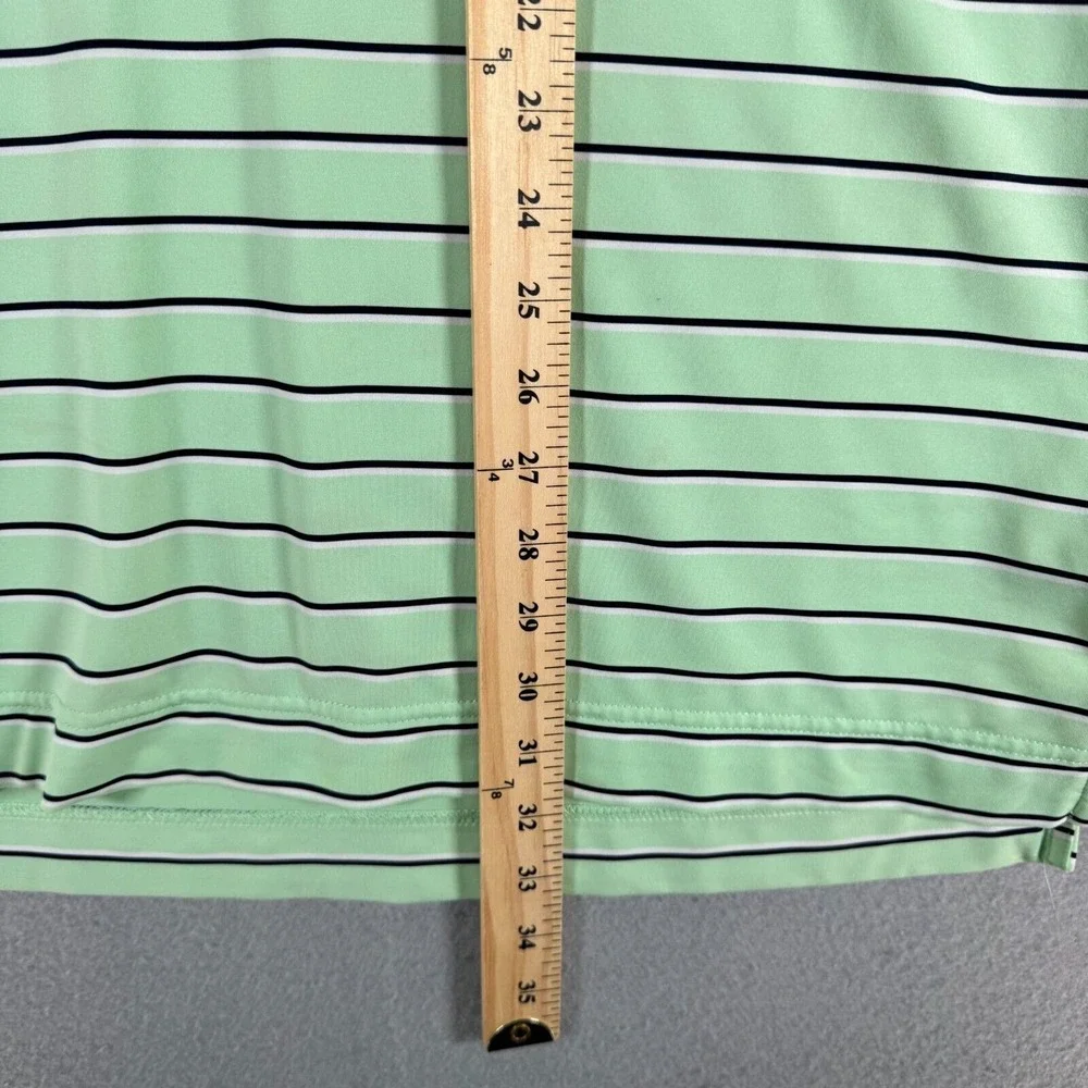 Footjoy Polo Shirt Mens Large Green Stripe Golf Sport Lightweight Stretch Active